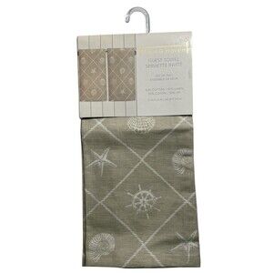 Haus & Haven Hand Towels Set of 2 Seashell Nautical Coastal Beach Linen Cotton